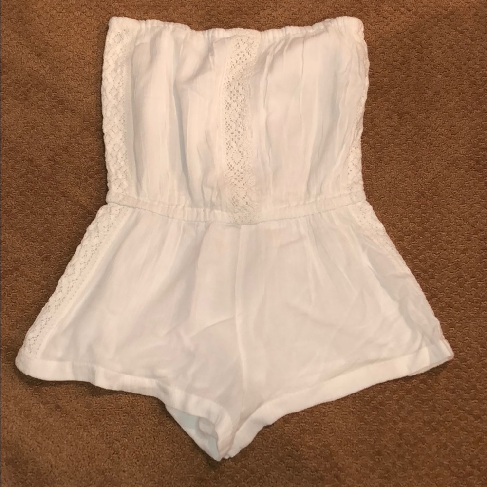 Volcom strapless cactus flower white romper